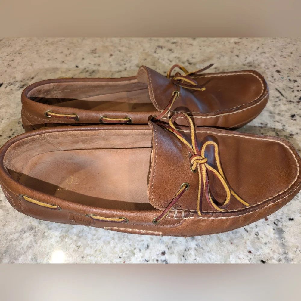 Polo Ralph Lauren Men's Leather Driving Loafers Brown Moccasins Size 10.5D